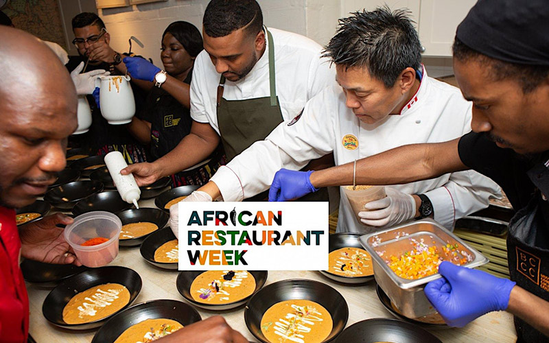 Chefs preparing food at the African Restaurant Week Festival in New York