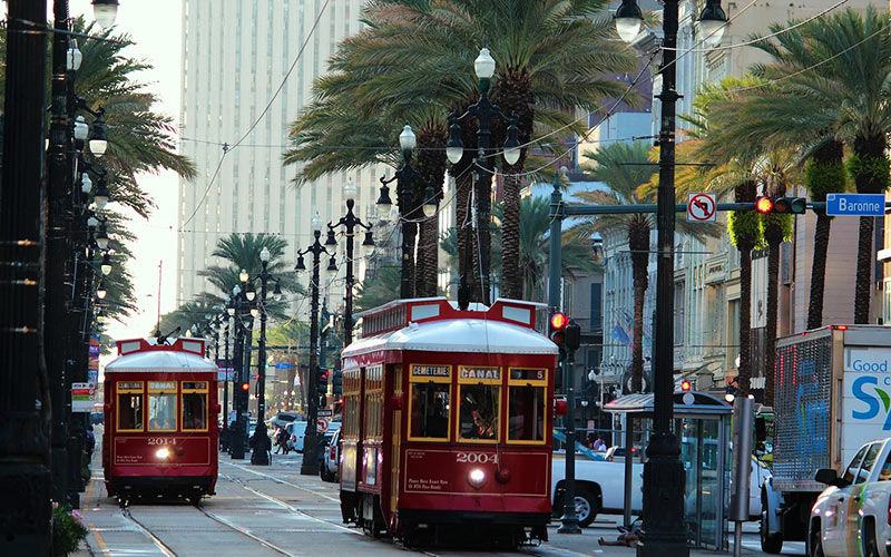 Bustling street in New Orleans