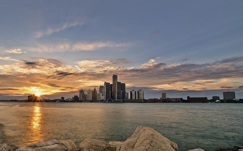 Detroit city skyline